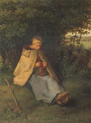 jean-francois millet Woman knitting (san19) Sweden oil painting art